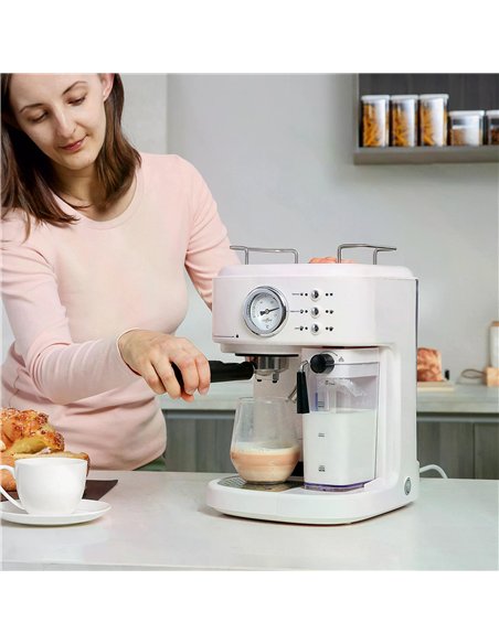 HOMCOM 5Pc Coffee Machine, Espresso & Cappuccino & Latte Maker with Milk Frothing Steamer, 1.5L Removable Water Tank, 2 Cups, 12 - pic 131880 | FastDaddyshop