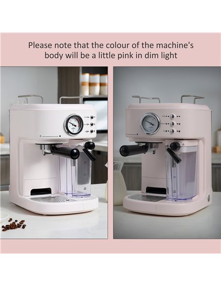 HOMCOM 5Pc Coffee Machine, Espresso & Cappuccino & Latte Maker with Milk Frothing Steamer, 1.5L Removable Water Tank, 2 Cups, 12 - pic 131888 | FastDaddyshop