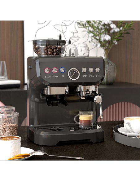 HOMCOM 15 Bar Coffee Machine, with Adjustable Grind, Steamer and Accessories - pic 131890 | FastDaddyshop