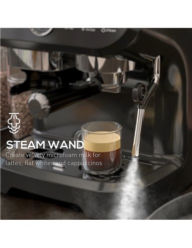 HOMCOM 15 Bar Coffee Machine, with Adjustable Grind, Steamer and Accessories