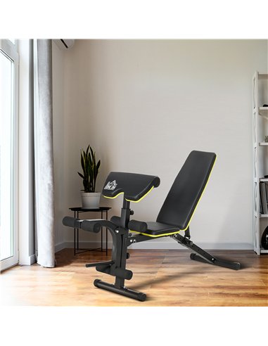HOMCOM PVC Upholstered Steel Sit-Up/Dumbbell Duo Bench Black