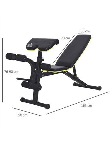 HOMCOM PVC Upholstered Steel Sit-Up/Dumbbell Duo Bench Black