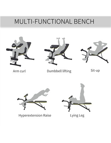 HOMCOM PVC Upholstered Steel Sit-Up/Dumbbell Duo Bench Black