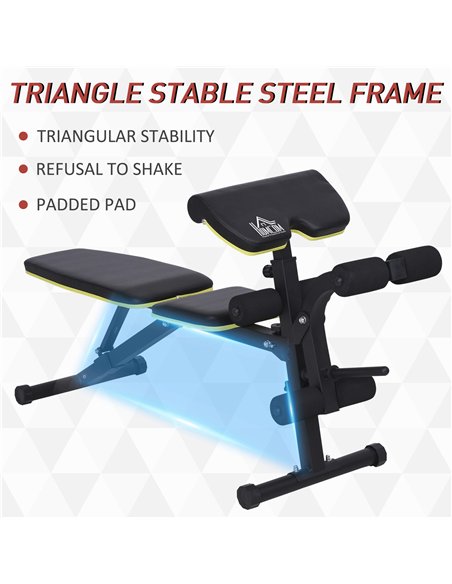 HOMCOM PVC Upholstered Steel Sit-Up/Dumbbell Duo Bench Black - pic 131903 | FastDaddyshop