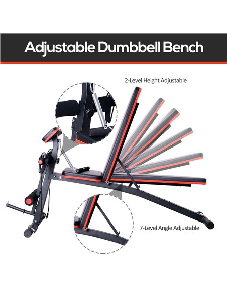 HOMCOM Adjustable Reclined Dumbbell Bench Weight Lifting Set Folding Sit Up Ab Bench Home Training Gym Multiuse Workout Exercise - pic 131910 | FastDaddyshop