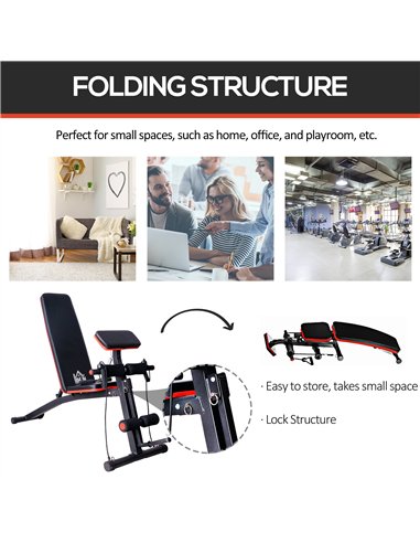 HOMCOM Adjustable Reclined Dumbbell Bench Weight Lifting Set Folding Sit Up Ab Bench Home Training Gym Multiuse Workout Exercise
