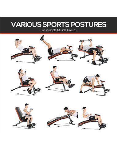 HOMCOM Adjustable Reclined Dumbbell Bench Weight Lifting Set Folding Sit Up Ab Bench Home Training Gym Multiuse Workout Exercise