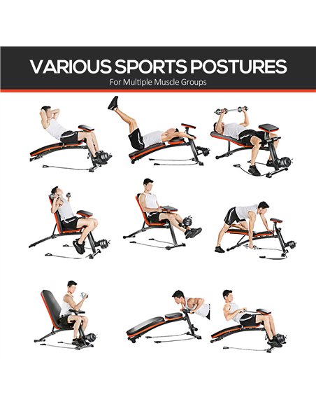 HOMCOM Adjustable Reclined Dumbbell Bench Weight Lifting Set Folding Sit Up Ab Bench Home Training Gym Multiuse Workout Exercise - pic 131912 | FastDaddyshop