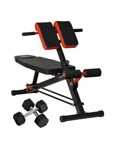 HOMCOM Multifunction Weight Bench with 2 Dumbbells, 7-Level Adjustable Hyper Extension Sit-up Bench
