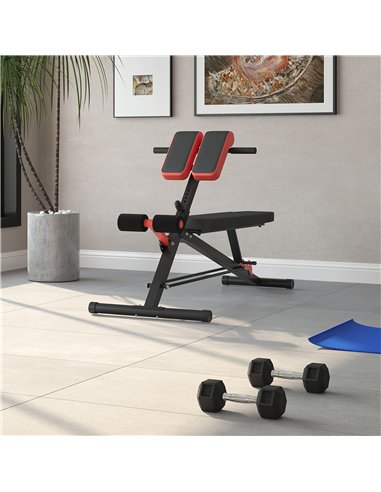 HOMCOM Multifunction Weight Bench with 2 Dumbbells, 7-Level Adjustable Hyper Extension Sit-up Bench