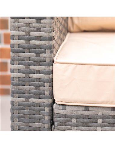 Outsunny Rattan Garden Furniture 4 Seater Outdoor Patio Corner Sofa Chair Set with Coffee Table Thick Cushions Beige