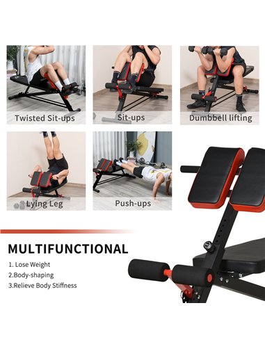 HOMCOM Multifunction Weight Bench with 2 Dumbbells, 7-Level Adjustable Hyper Extension Sit-up Bench