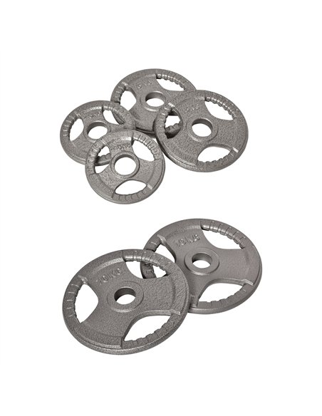 HOMCOM Set of 6 Cast Iron Olympic Weight for 2"/5cm Hole Dumbbell Handle Bar 35kg Dumbbell Plates Barbell Weight 2 x 5kg, 2 x 2. - pic 131925 | FastDaddyshop