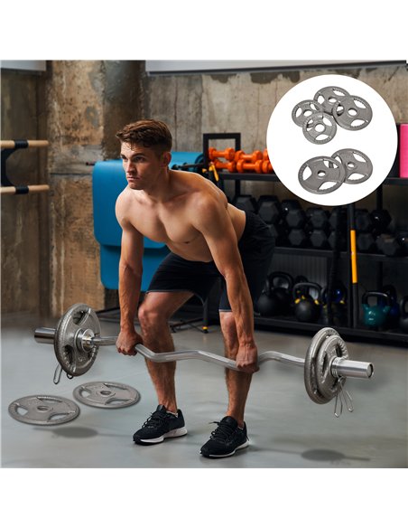 HOMCOM Set of 6 Cast Iron Olympic Weight for 2"/5cm Hole Dumbbell Handle Bar 35kg Dumbbell Plates Barbell Weight 2 x 5kg, 2 x 2. - pic 131926 | FastDaddyshop