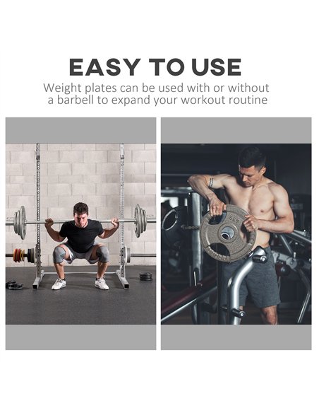 HOMCOM Set of 6 Cast Iron Olympic Weight for 2"/5cm Hole Dumbbell Handle Bar 35kg Dumbbell Plates Barbell Weight 2 x 5kg, 2 x 2. - pic 131928 | FastDaddyshop