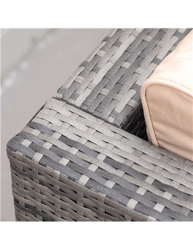 Outsunny Rattan Garden Furniture 4 Seater Outdoor Patio Corner Sofa Chair Set with Coffee Table Thick Cushions Beige