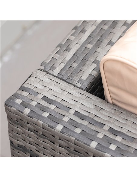 Outsunny Rattan Garden Furniture 4 Seater Outdoor Patio Corner Sofa Chair Set with Coffee Table Thick Cushions Beige - pic 13193 | FastDaddyshop