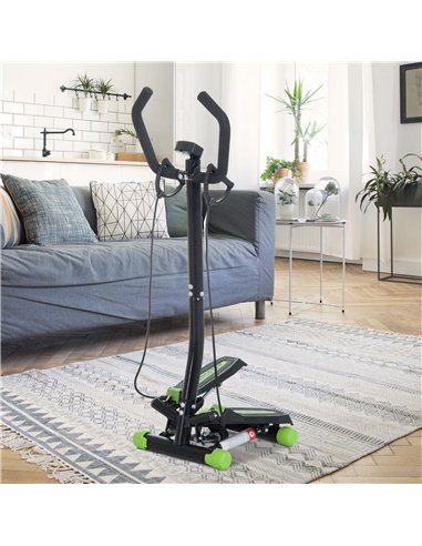 HOMCOM Twister Stepper, Step Machine w/ Resistance Bands, LCD Display and Handlebar, Steppers for Exercise Workout Home Gym Offi