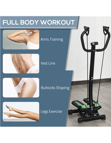 HOMCOM Twister Stepper, Step Machine w/ Resistance Bands, LCD Display and Handlebar, Steppers for Exercise Workout Home Gym Offi