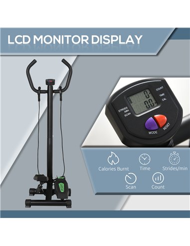 HOMCOM Twister Stepper, Step Machine w/ Resistance Bands, LCD Display and Handlebar, Steppers for Exercise Workout Home Gym Offi