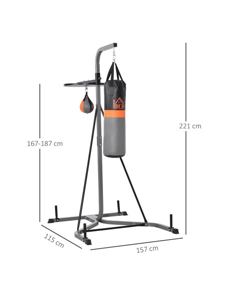 HOMCOM Freestanding Boxing Punch Bag & Speed Ball Station Hanging Frame Training Exercise Platform Home Gym Heavy Duty, Grey - pic 131954 | FastDaddyshop