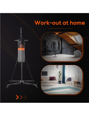 HOMCOM Freestanding Boxing Punch Bag & Speed Ball Station Hanging Frame Training Exercise Platform Home Gym Heavy Duty, Grey