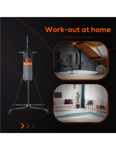 HOMCOM Freestanding Boxing Punch Bag & Speed Ball Station Hanging Frame Training Exercise Platform Home Gym Heavy Duty, Grey - pic 131956 | FastDaddyshop