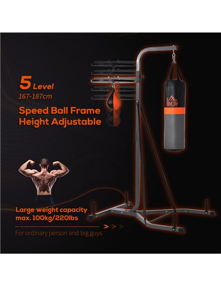 HOMCOM Freestanding Boxing Punch Bag & Speed Ball Station Hanging Frame Training Exercise Platform Home Gym Heavy Duty, Grey - pic 131957 | FastDaddyshop