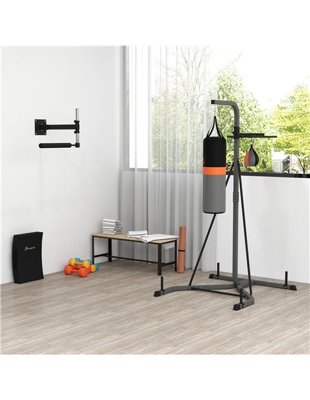 HOMCOM Freestanding Boxing Punch Bag & Speed Ball Station Hanging Frame Training Exercise Platform Home Gym Heavy Duty, Grey - pic 131960 | FastDaddyshop