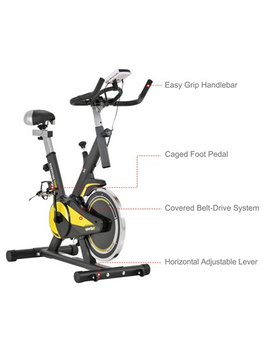 HOMCOM Upright Exercise Bike Indoor Training Cycling Machine Stationary Workout Bicycle with 10KG Flywheel and Adjustable Resist