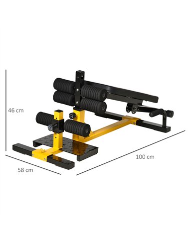 HOMCOM 3-In-1 Squat Machine, Weight Bench and Push up Stand, Adjustable Sit up Bench Leg Press Machine, for Home, Office, Gym Fi
