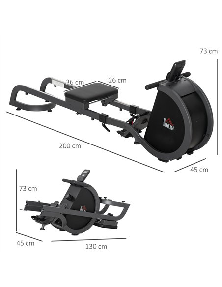 HOMCOM Folding Rowing Machine with 16-Level Adjustable Magnetic Resistance, Aluminium Side Rail, Digital Monitor, Cardio Workout - pic 131981 | FastDaddyshop