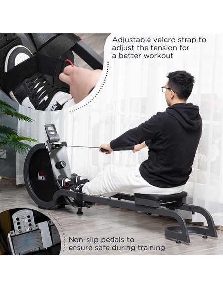 HOMCOM Folding Rowing Machine with 16-Level Adjustable Magnetic Resistance, Aluminium Side Rail, Digital Monitor, Cardio Workout - pic 131982 | FastDaddyshop