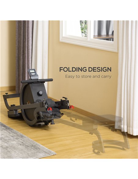 HOMCOM Folding Rowing Machine with 16-Level Adjustable Magnetic Resistance, Aluminium Side Rail, Digital Monitor, Cardio Workout - pic 131985 | FastDaddyshop