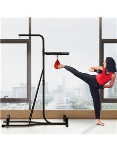 HOMCOM 2 in 1 170-190cm Freestanding Boxing Punch Bag Hanger & Speed Ball Station Platform Hanging Frame Home Gym, Black 2