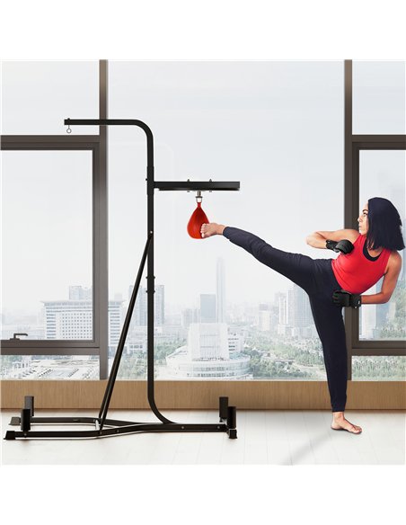 HOMCOM 2 in 1 170-190cm Freestanding Boxing Punch Bag Hanger & Speed Ball Station Platform Hanging Frame Home Gym, Black - pic 131989 | FastDaddyshop