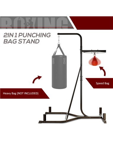 HOMCOM 2 in 1 170-190cm Freestanding Boxing Punch Bag Hanger & Speed Ball Station Platform Hanging Frame Home Gym, Black