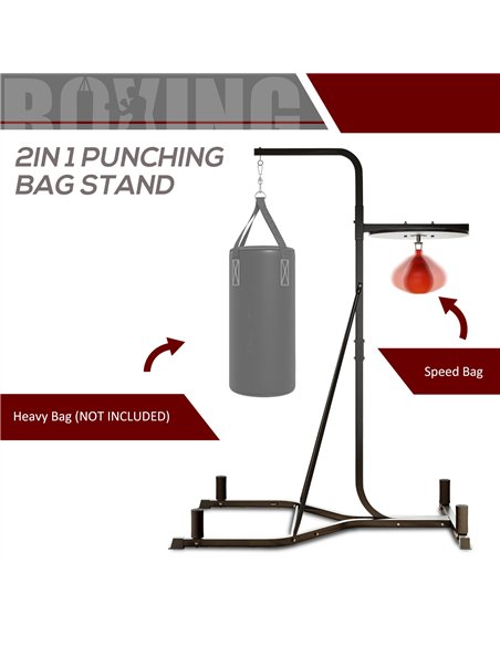 HOMCOM 2 in 1 170-190cm Freestanding Boxing Punch Bag Hanger & Speed Ball Station Platform Hanging Frame Home Gym, Black - pic 131991 | FastDaddyshop