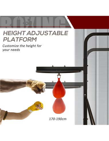 HOMCOM 2 in 1 170-190cm Freestanding Boxing Punch Bag Hanger & Speed Ball Station Platform Hanging Frame Home Gym, Black