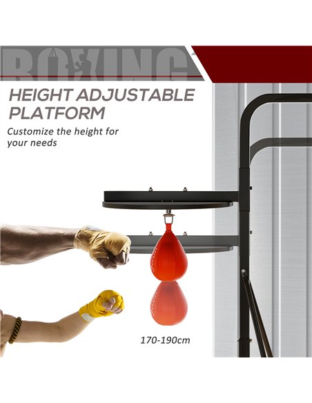 HOMCOM 2 in 1 170-190cm Freestanding Boxing Punch Bag Hanger & Speed Ball Station Platform Hanging Frame Home Gym, Black - pic 131992 | FastDaddyshop