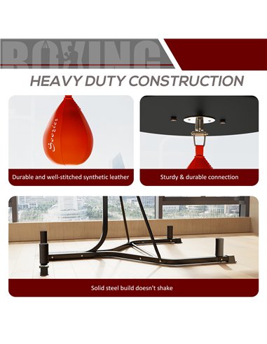 HOMCOM 2 in 1 170-190cm Freestanding Boxing Punch Bag Hanger & Speed Ball Station Platform Hanging Frame Home Gym, Black