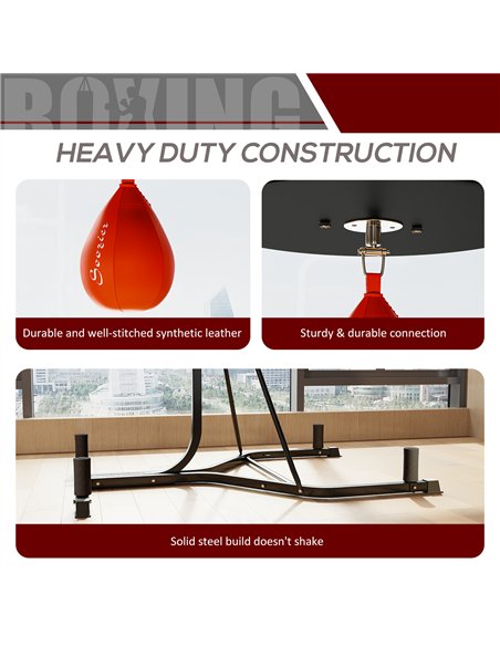 HOMCOM 2 in 1 170-190cm Freestanding Boxing Punch Bag Hanger & Speed Ball Station Platform Hanging Frame Home Gym, Black - pic 131993 | FastDaddyshop