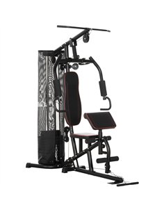 HOMCOM Multi-Functional Home Gym Workout Station, 45Kg Weight Stack Multi Gym Fitness Equipment for Full Body Fitness