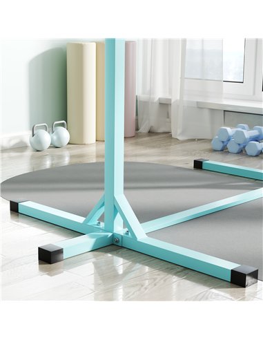 HOMCOM Height Adjustable Gymnastics Horizontal Bar for Kids, Children Junior Kip High Bar Fitness, Light Blue