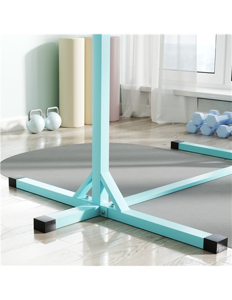 HOMCOM Height Adjustable Gymnastics Horizontal Bar for Kids, Children Junior Kip High Bar Fitness, Light Blue - pic 132021 | FastDaddyshop