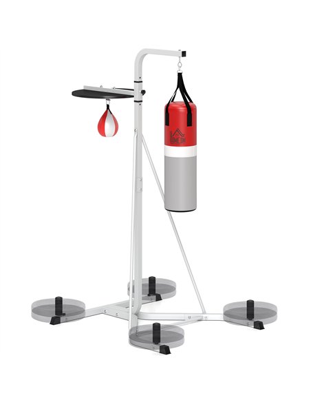 HOMCOM Freestanding Boxing Punch Bag & Speed Ball Station Hanging Frame Training Exercise Platform Home Gym Heavy Duty, White - pic 132024 | FastDaddyshop