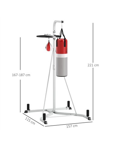 HOMCOM Freestanding Boxing Punch Bag & Speed Ball Station Hanging Frame Training Exercise Platform Home Gym Heavy Duty, White