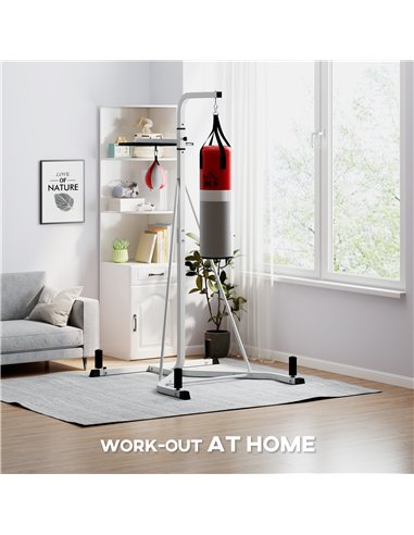 HOMCOM Freestanding Boxing Punch Bag & Speed Ball Station Hanging Frame Training Exercise Platform Home Gym Heavy Duty, White