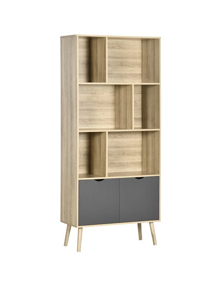 HOMCOM Modern Bookcase with Bottom Cabinet and 6 Open Shelves, Freestanding Bookshelf for Study Living Room Home Office, Natural - pic 132033 | FastDaddyshop