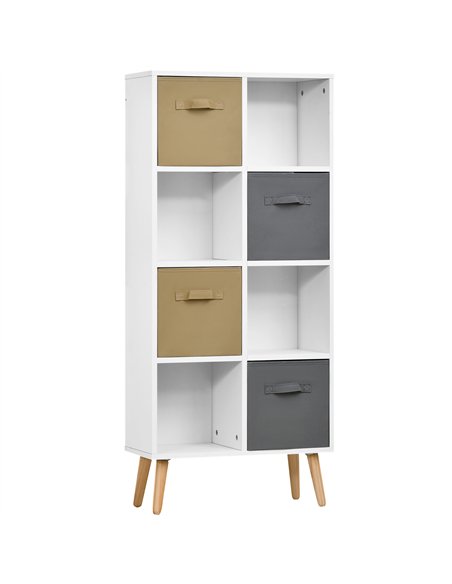 HOMCOM Freestanding 8 Cube Storage Cabinet Unit w/ 4 Fabric Drawers Handles Home Office Organisation Shelves Furniture 54.5L x 2 - pic 132042 | FastDaddyshop